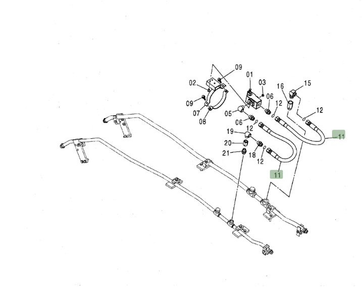 Hitachi ZX160LC installation diagram showing hydraulic hose 4188920 at Pipe No. 11