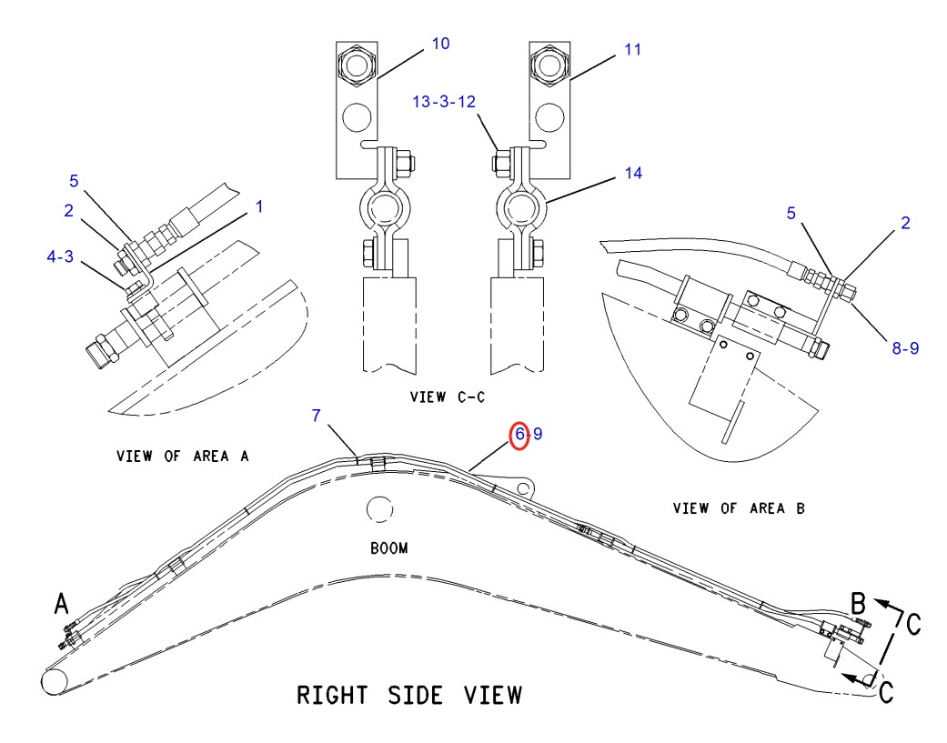 Caterpillar CAT®317B LN installation diagram showing hydraulic hose 121-2976 at Pipe No. 6