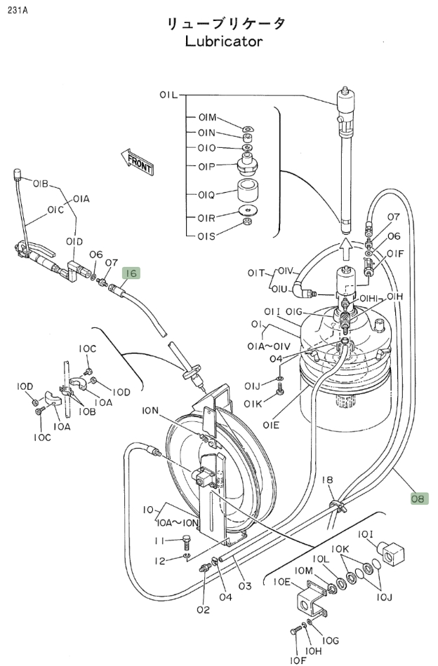 Hitachi EX700 installation diagram showing hydraulic hose 4055122 at Pipe No. 8
