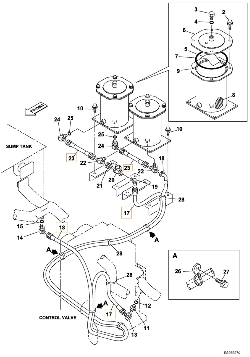 Case CX700 installation diagram showing hydraulic hose KHJ1766 at Pipe No. 17