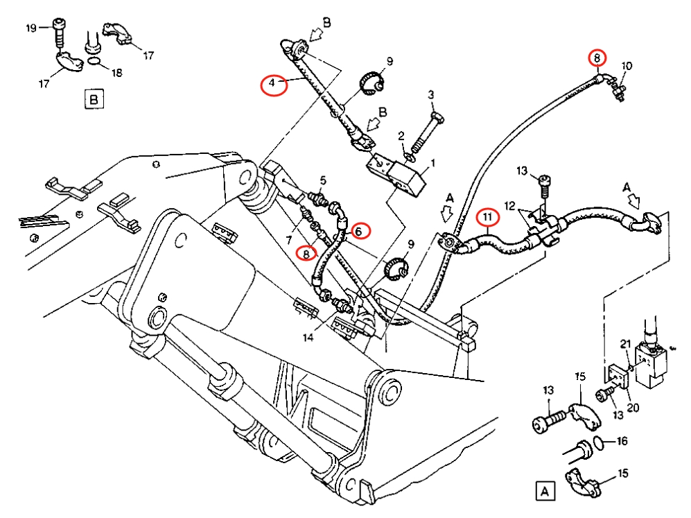 Caterpillar CAT®212B installation diagram showing hydraulic hose 8U-6190 at Pipe No. 11