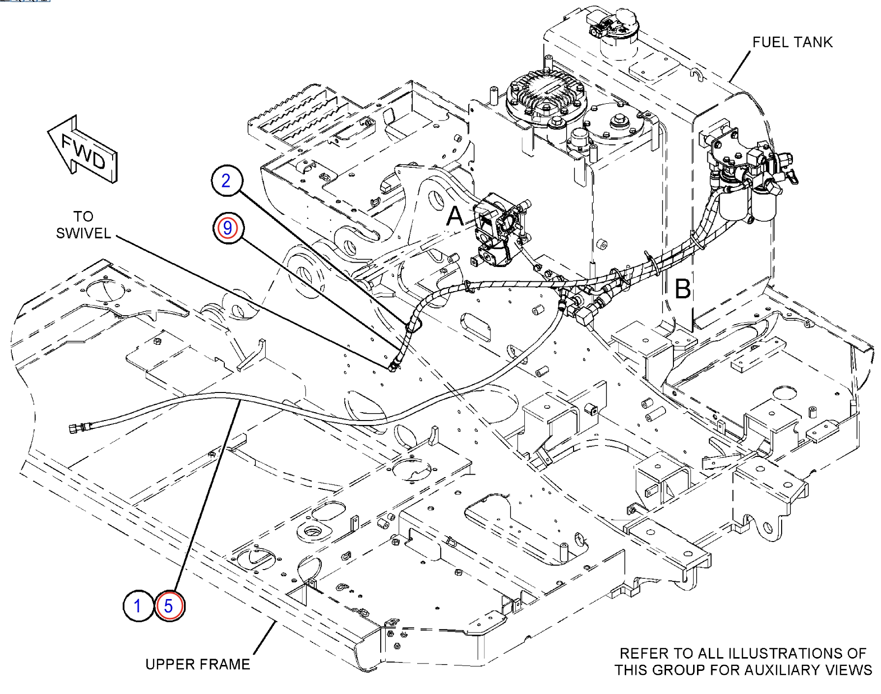 Caterpillar CAT®311F LRR installation diagram showing hydraulic hose 248-9428 at Pipe No. 5
