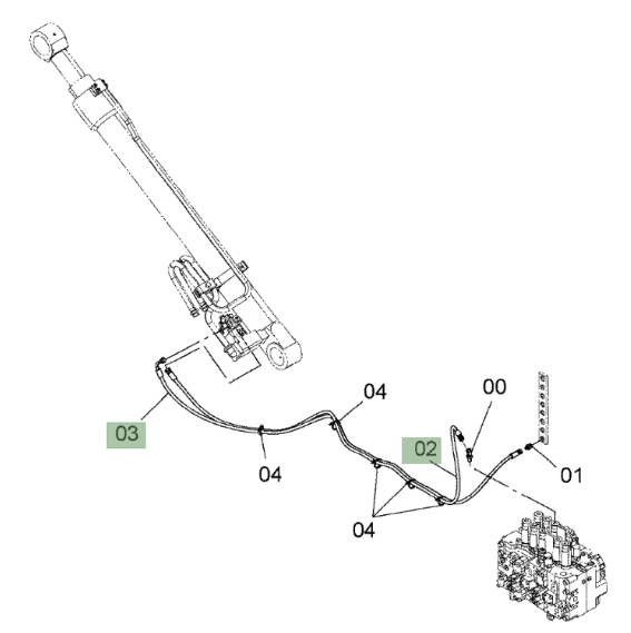 Hitachi ZX210W-3 installation diagram showing hydraulic hose 9271205 at Pipe No. 2