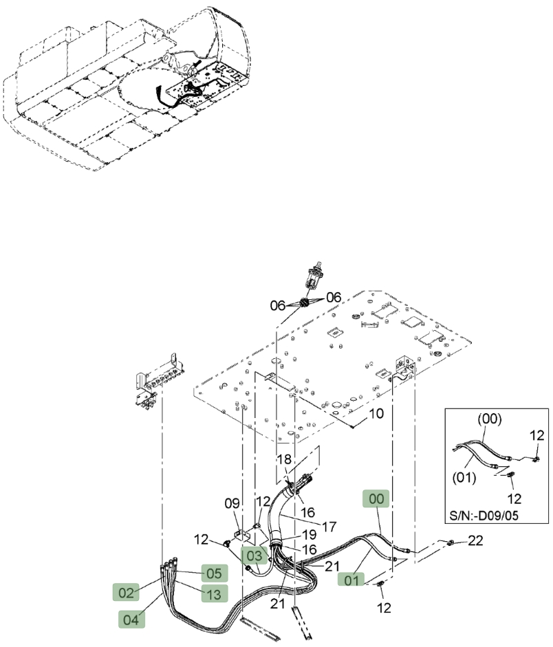 Hitachi ZX850LC-3 installation diagram showing hydraulic hose 4635256 at Pipe No. 5