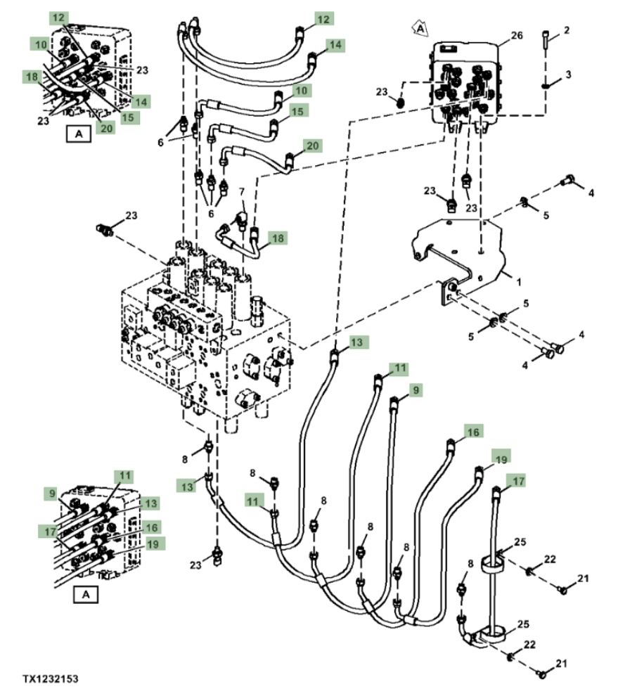 Hitachi ZX260F-LL-6N installation diagram showing hydraulic hose 4630935 at Pipe No. 16