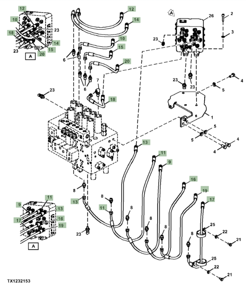 Hitachi ZX210FLC-FE-6N installation diagram showing hydraulic hose 4630936 at Pipe No. 17