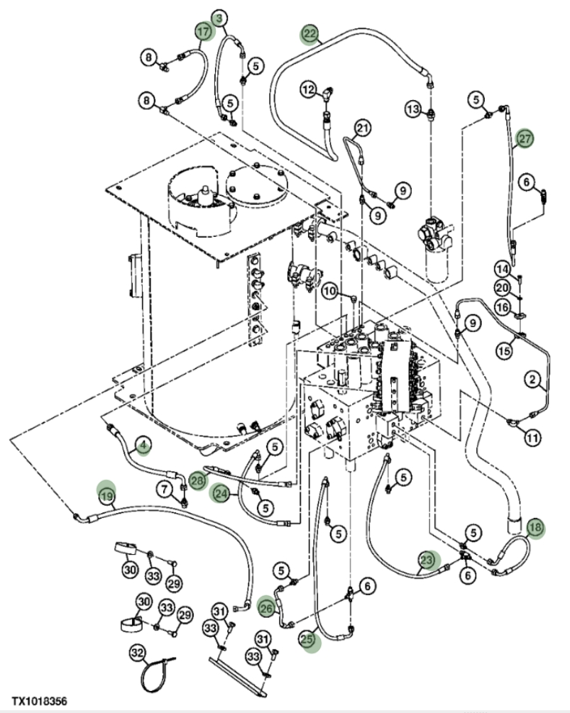 Hitachi ZX290F-3 installation diagram showing hydraulic hose 4632041 at Pipe No. 3