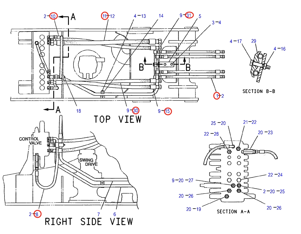 Caterpillar CAT®317 N installation diagram showing hydraulic hose 121-6317 at Pipe No. 1