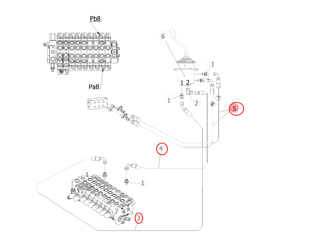 Sunward SWE25UF installation diagram showing hydraulic hose 730503001870 at Pipe No. 3