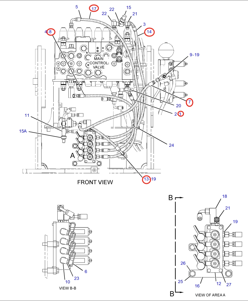 Caterpillar CAT®318E L installation diagram showing hydraulic hose 4I-6391 at Pipe No. 1