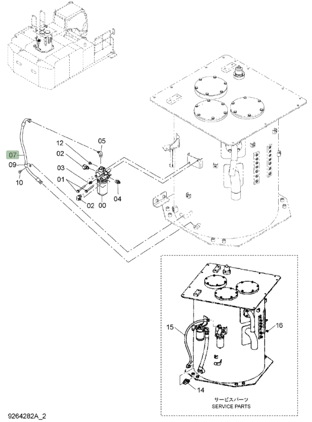 Hitachi ZX650LC-3 installation diagram showing hydraulic hose 4286505 at Pipe No. 7