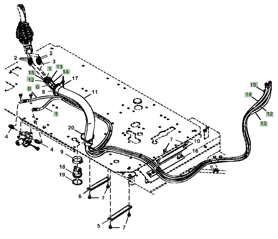 Hitachi ZX250LC-6N installation diagram showing hydraulic hose 4681879 at Pipe No. 14