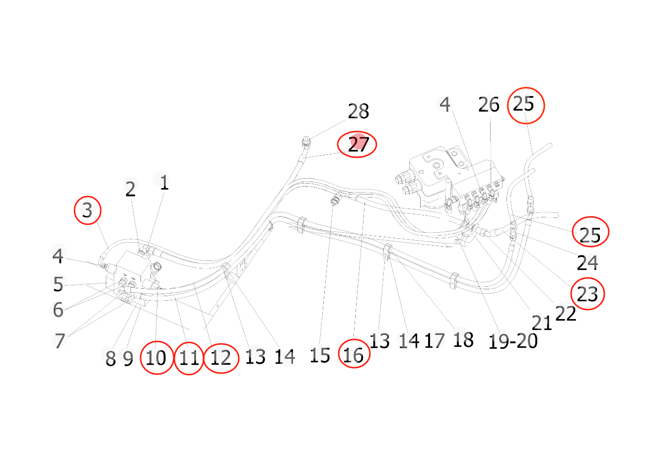 Sunward SWE150E installation diagram showing hydraulic hose 730502000970 at Pipe No. 3