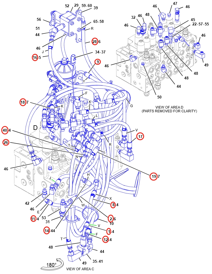 Caterpillar CAT®314E LCR installation diagram showing hydraulic hose 087-5761 at Pipe No. 16