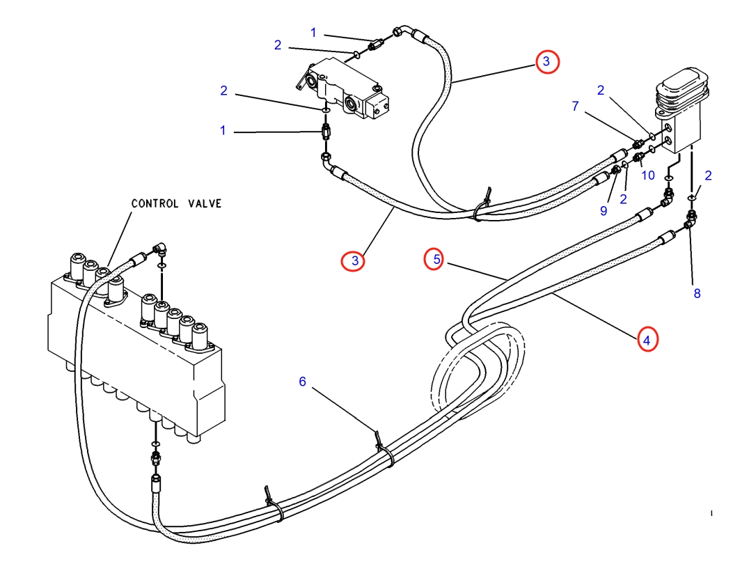 Caterpillar CAT®317-A installation diagram showing hydraulic hose 4I-1455 at Pipe No. 5