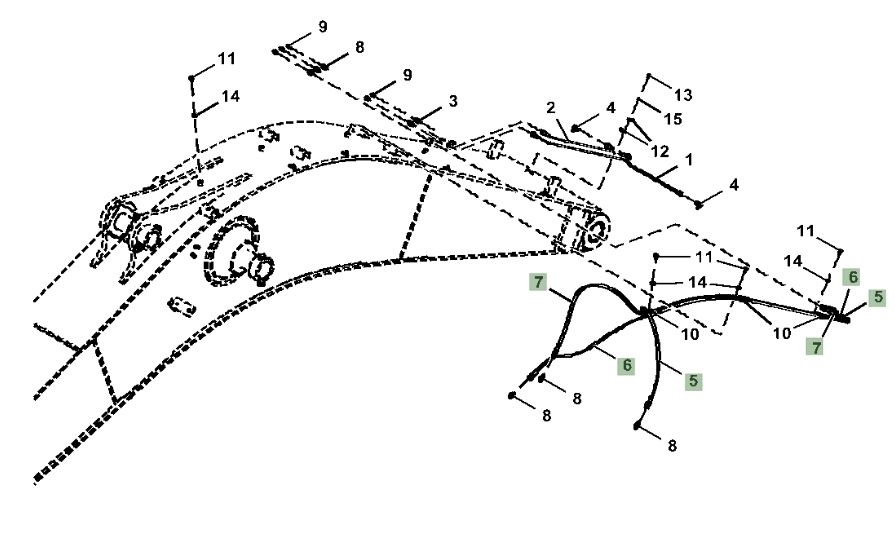 Hitachi ZX210-5A installation diagram showing hydraulic hose 4429283 at Pipe No. 5