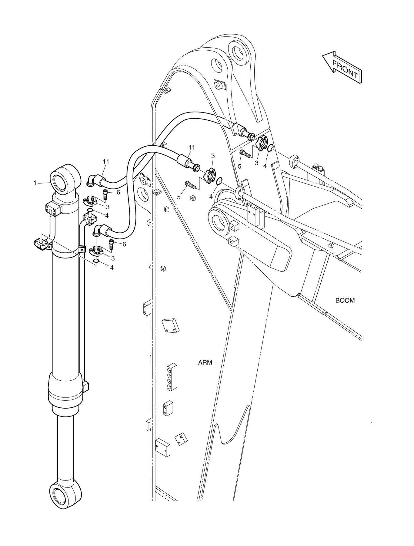 斗山 DX235LCR Arm piping hydraulic hose parts diagram
