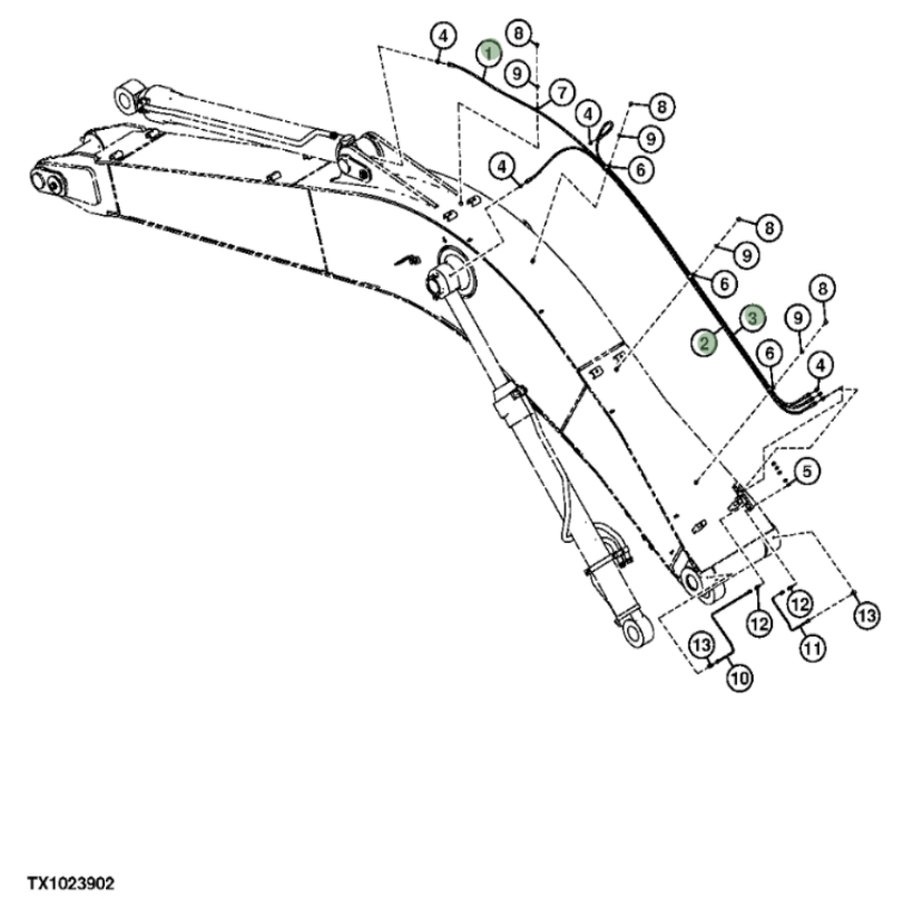 Hitachi ZX290F-3 installation diagram showing hydraulic hose 4473135 at Pipe No. 3