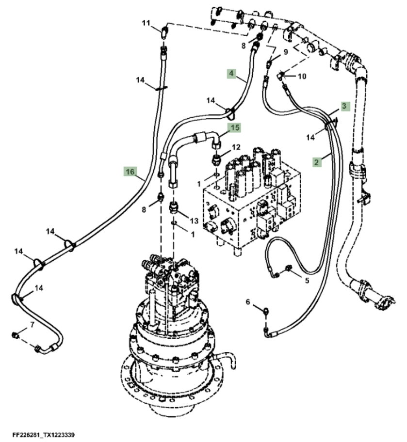 Hitachi ZX370FLC-FE-6N installation diagram showing hydraulic hose 4668866 at Pipe No. 3
