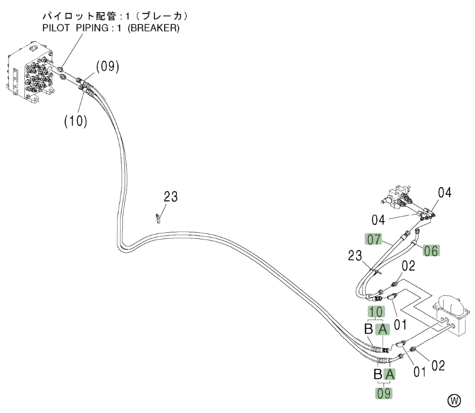 Hitachi ZX450LC installation diagram showing hydraulic hose 4462256 at Pipe No. 10A