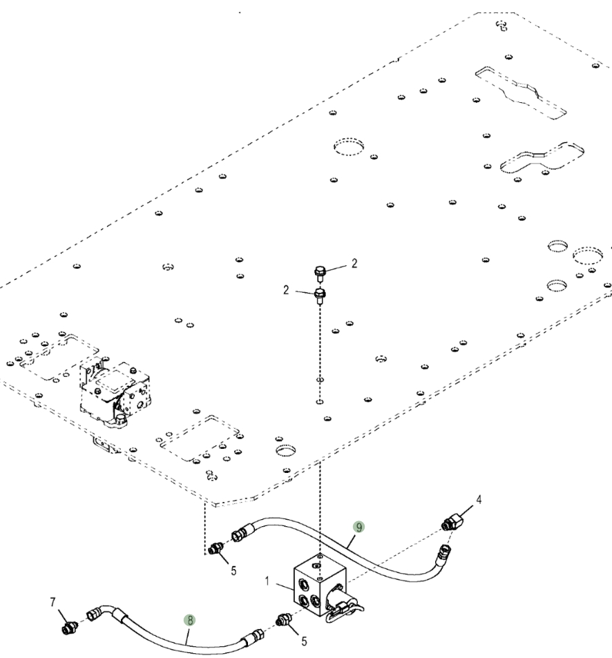 Hitachi ZX470LC-5G installation diagram showing hydraulic hose 4648087 at Pipe No. 8