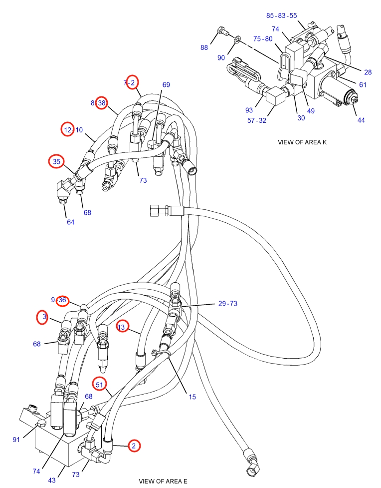 Caterpillar CAT®313D installation diagram showing hydraulic hose 5I-4076 at Pipe No. 12