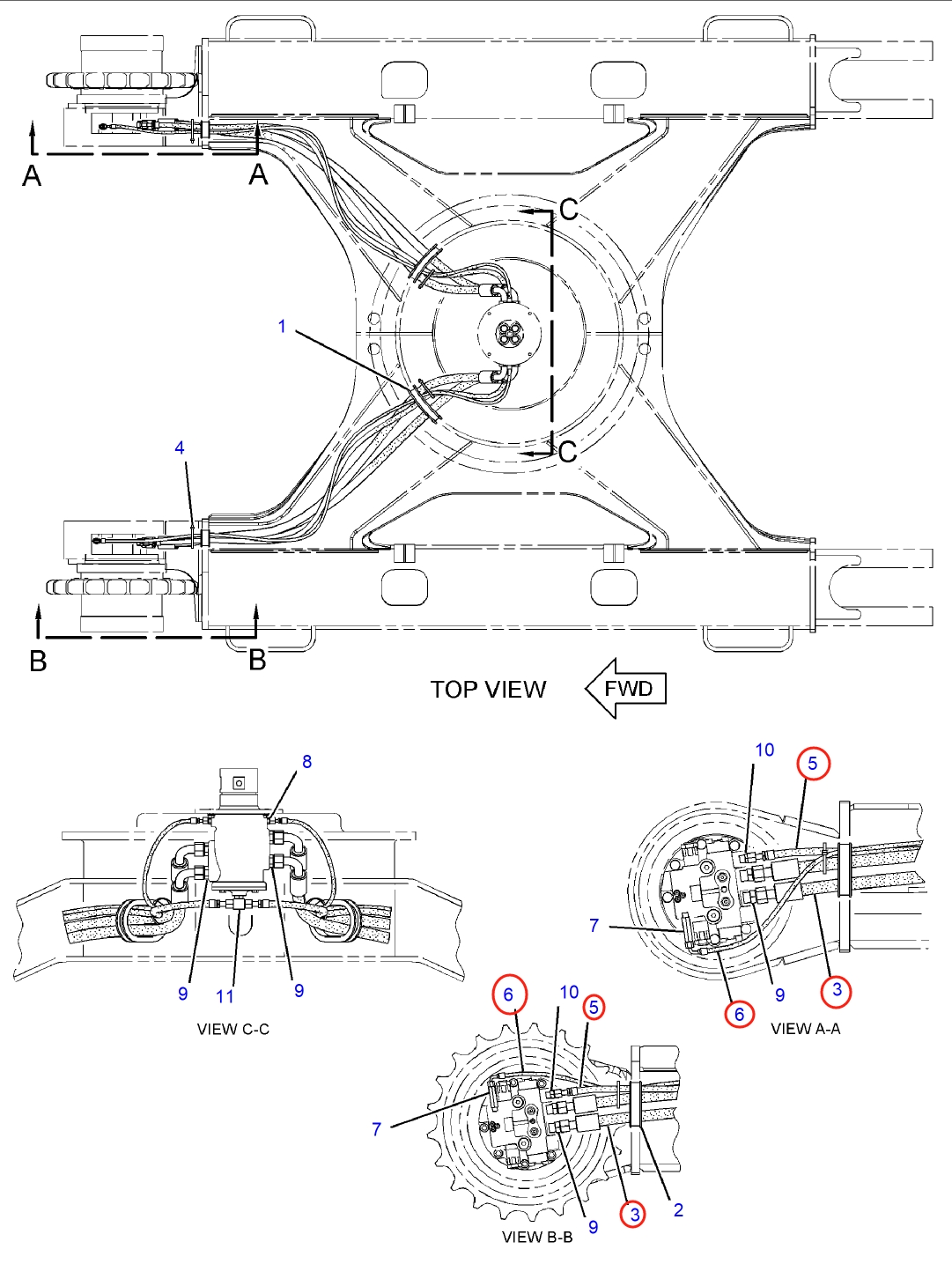 Caterpillar CAT®314E LCR installation diagram showing hydraulic hose 179-7778 at Pipe No. 5