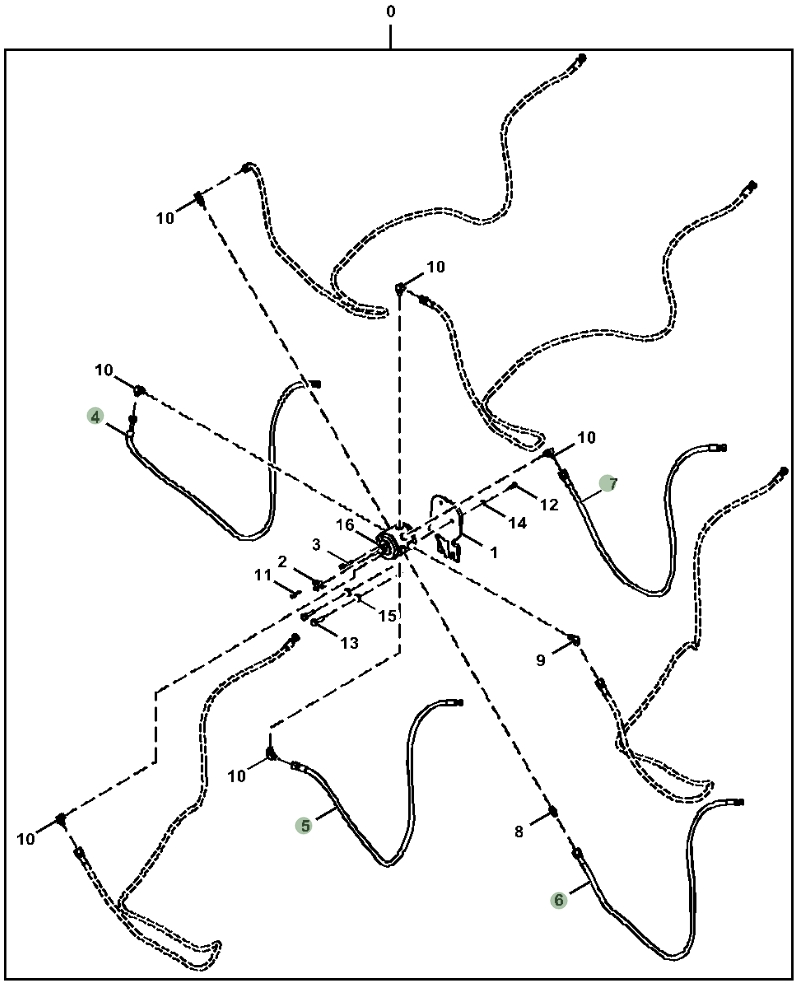 Hitachi ZX130-5N installation diagram showing hydraulic hose 4664513 at Pipe No. 5