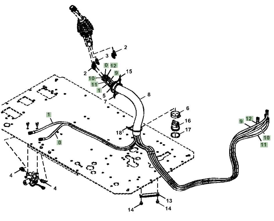 Hitachi ZX250LC-6N installation diagram showing hydraulic hose 4713022 at Pipe No. 0