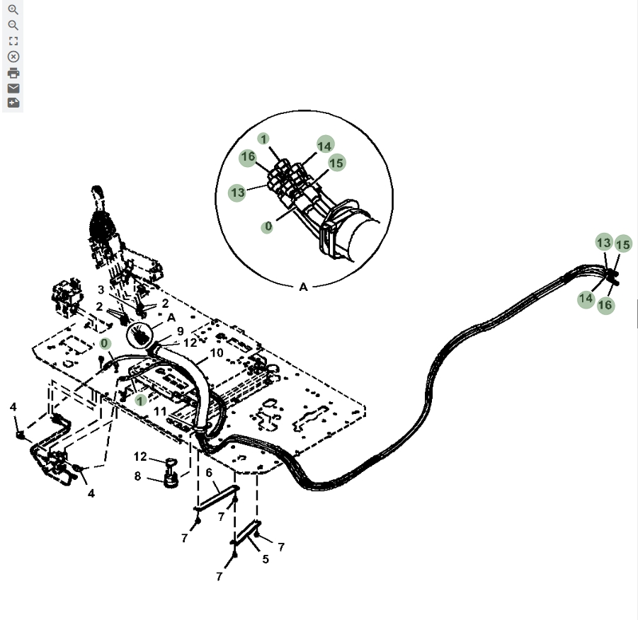 Hitachi ZX670LC-6 installation diagram showing hydraulic hose 4709483 at Pipe No. 1