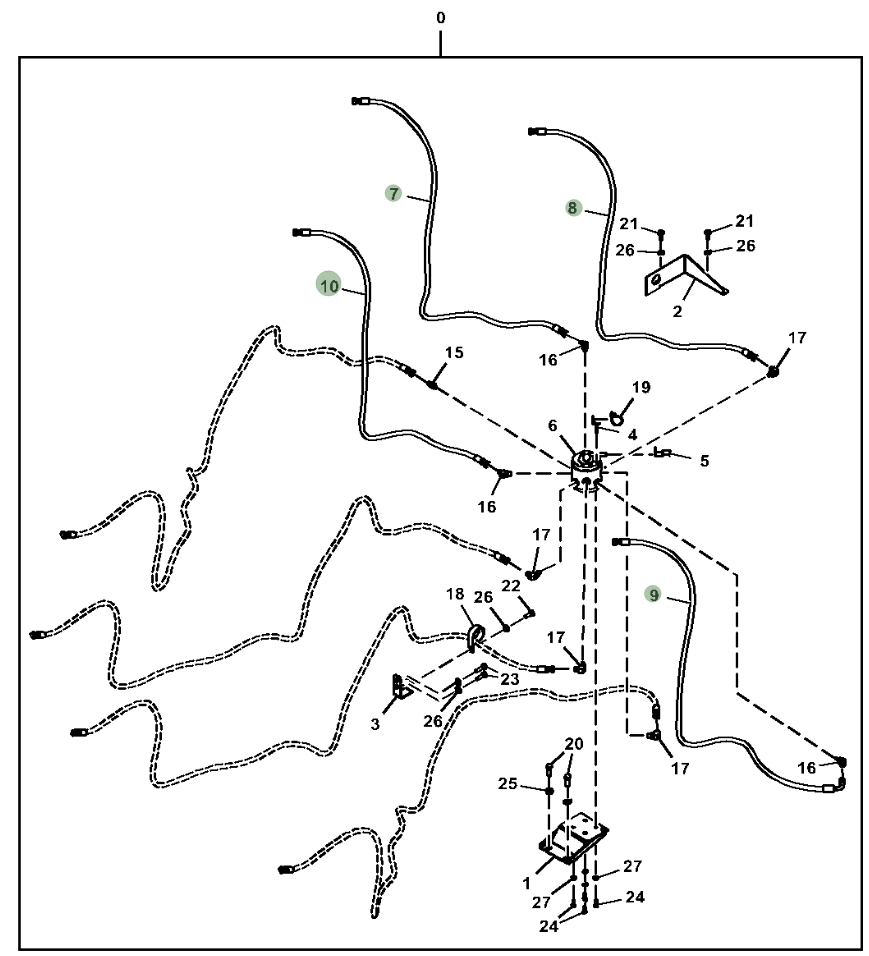 Hitachi ZX380LC-6N installation diagram showing hydraulic hose 4456552 at Pipe No. 9