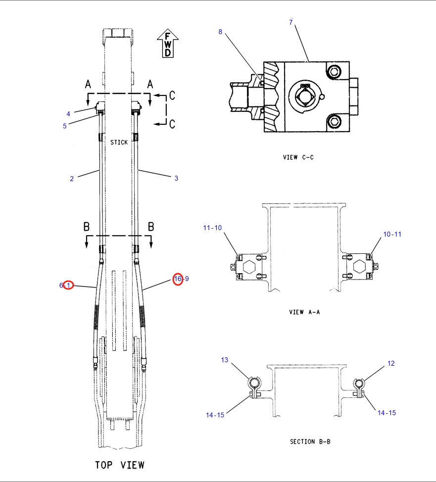 Caterpillar CAT®318B N installation diagram showing hydraulic hose 153-8640 at Pipe No. 1