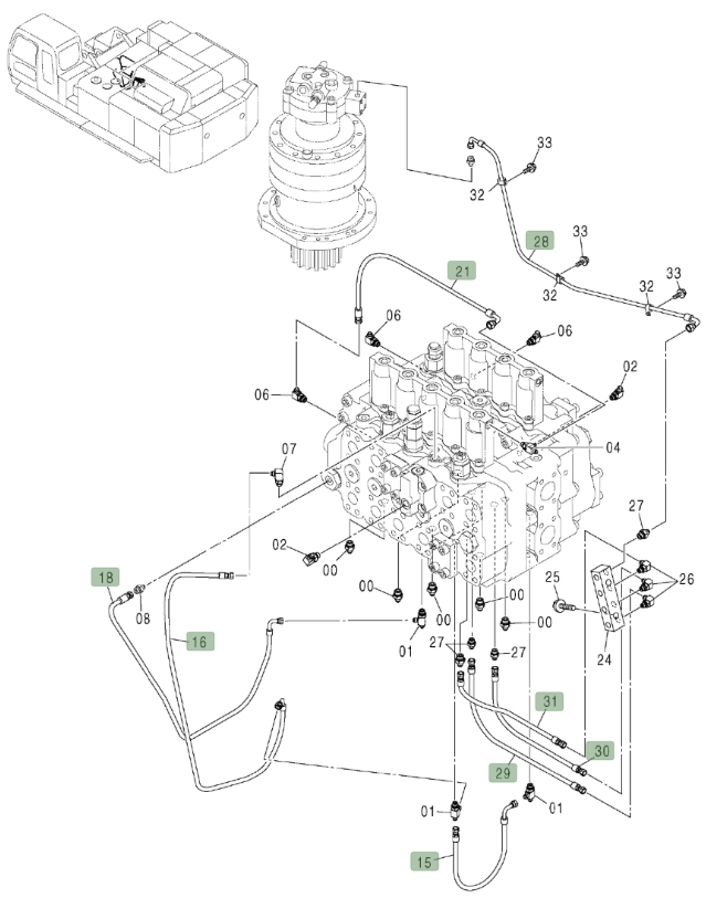 Hitachi ZX800 installation diagram showing hydraulic hose 4451816 at Pipe No. 29