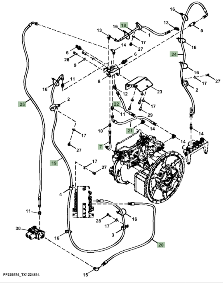 Hitachi ZX310F-FE-6N installation diagram showing hydraulic hose DH401093 at Pipe No. 18