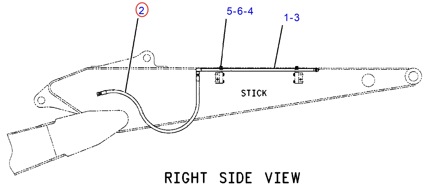 Caterpillar CAT®315C installation diagram showing hydraulic hose 197-2168 at Pipe No. 2