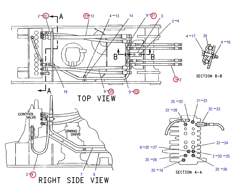 Caterpillar CAT®317-A installation diagram showing hydraulic hose 4I-1077 at Pipe No. 15