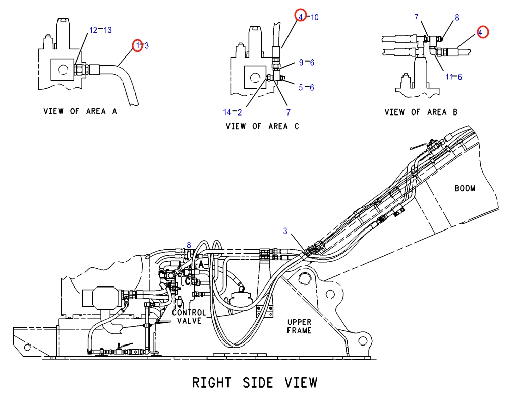 Caterpillar CAT®317-A installation diagram showing hydraulic hose 137-6450 at Pipe No. 1