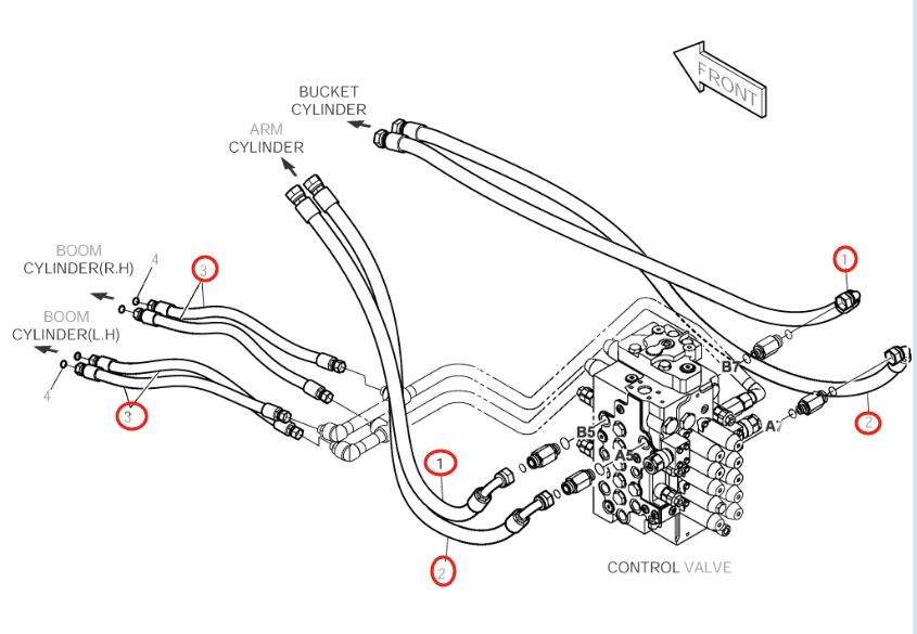 Doosan DX150LC installation diagram showing hydraulic hose DS2013318 at Pipe No. 1