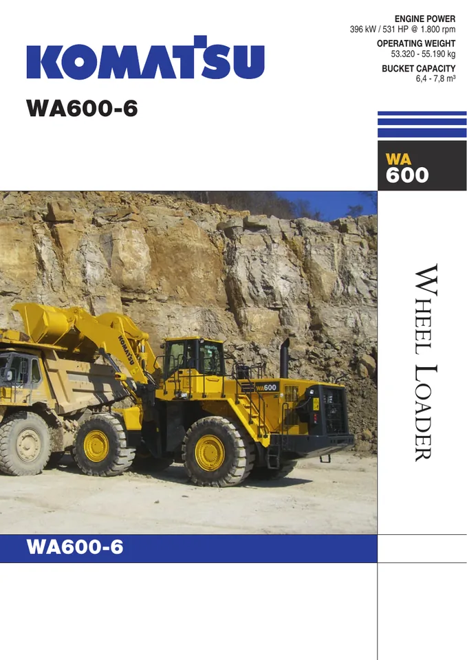 Komatsu WA600-6 machine manual cover: komatsu-wa600-6-07c39444c712-product-brochure
