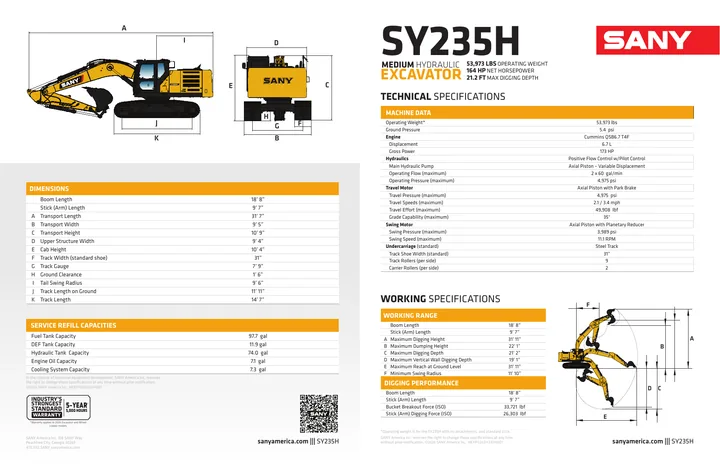 SANY SY235H 设备手册外胶层
