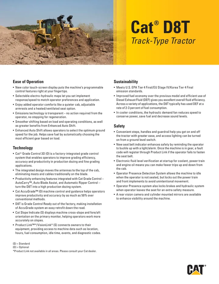 Caterpillar CAT®D8T machine manual cover: caterpillar-d8t-key-features-cm20170331-51411-48791