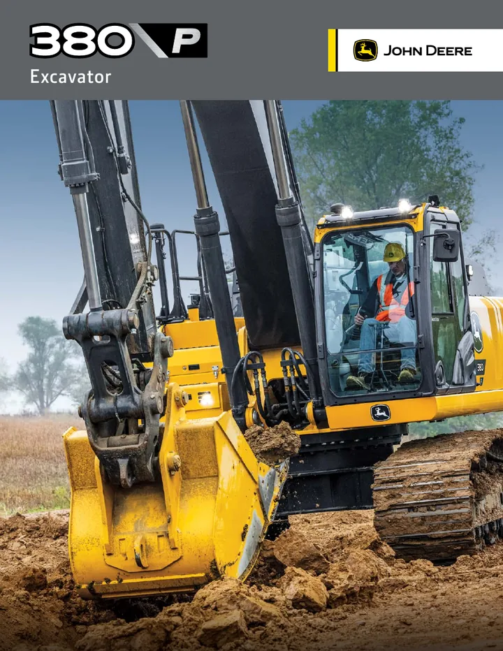 John Deere 380P machine manual cover: john-deere-380p-7e45396cac-official-brochure