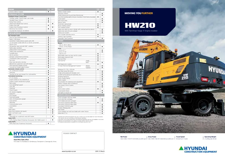 Hyundai HW210 设备手册封面
