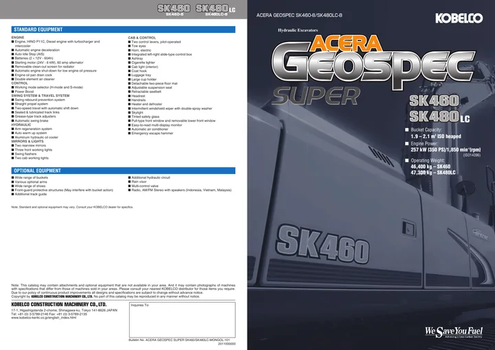 Kobelco SK460-8 · SK480LC-8 machine manual cover