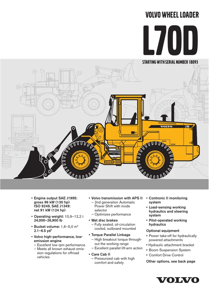 Volvo L70D machine manual cover: Volvo L70D Archived product document