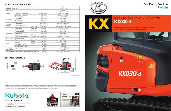 Kubota KX030 · KX030-4 设备手册外胶层