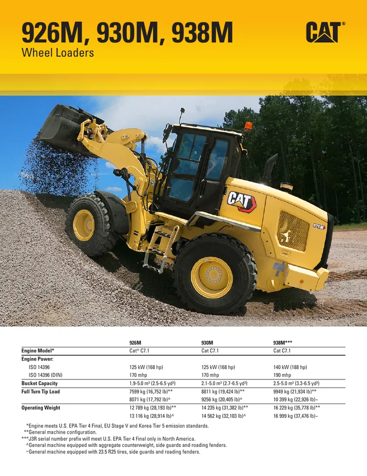 Caterpillar CAT®926M · CAT®930M · CAT®938M machine manual cover