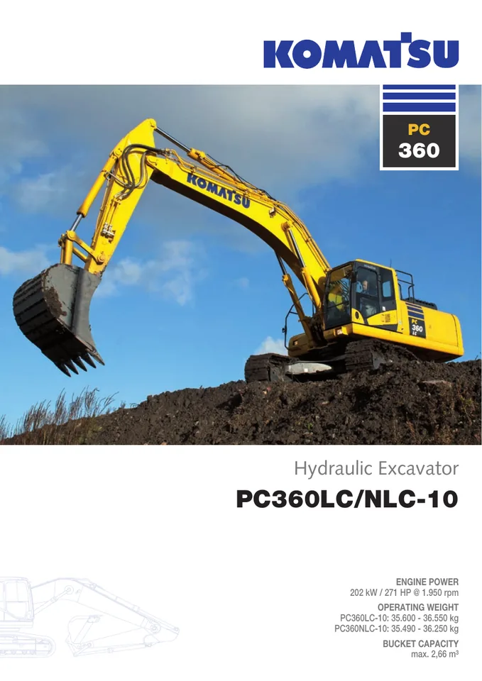 Komatsu PC360LC-10 machine manual cover: komatsu-pc360lc-10-fdfe80e3afa5-product-brochure