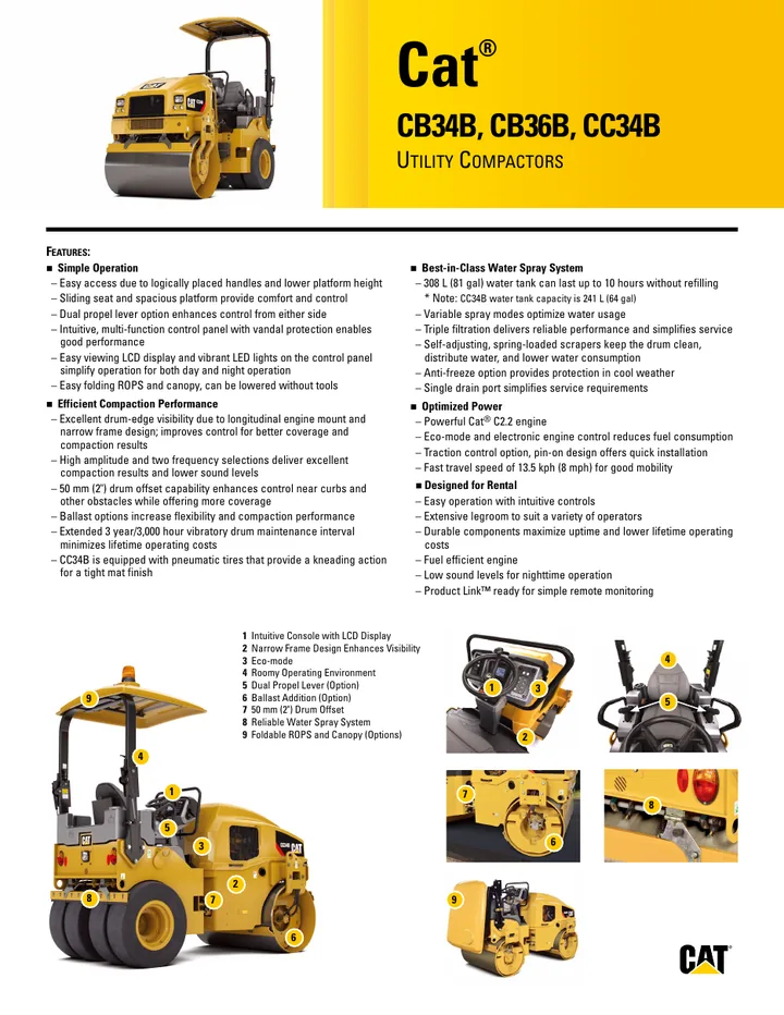 Caterpillar CAT®CB-34B / CAT®CB-36B / CAT®CC-34B machine manual cover