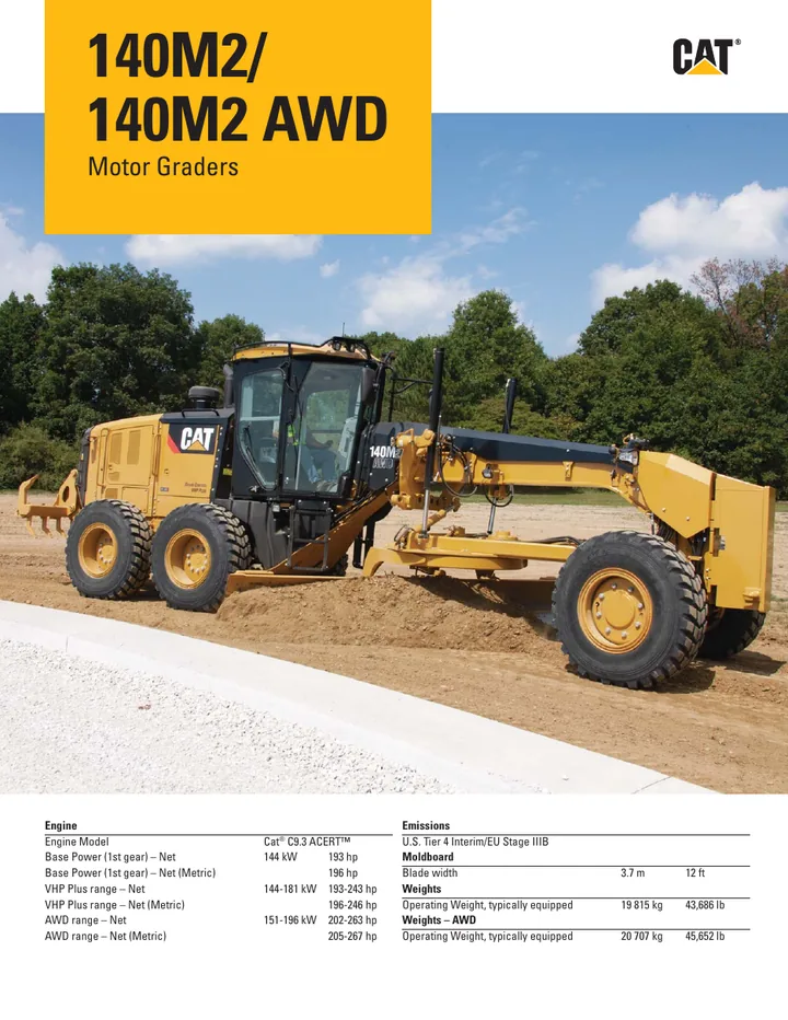 Caterpillar CAT®140M2 machine manual cover